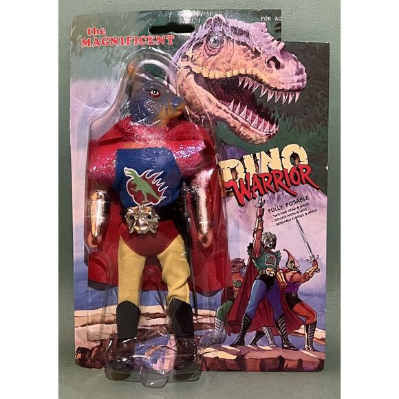 PACO Magnificent Dino Warrior Action Figure, KO Mego Style, Sealed on Card, RARE